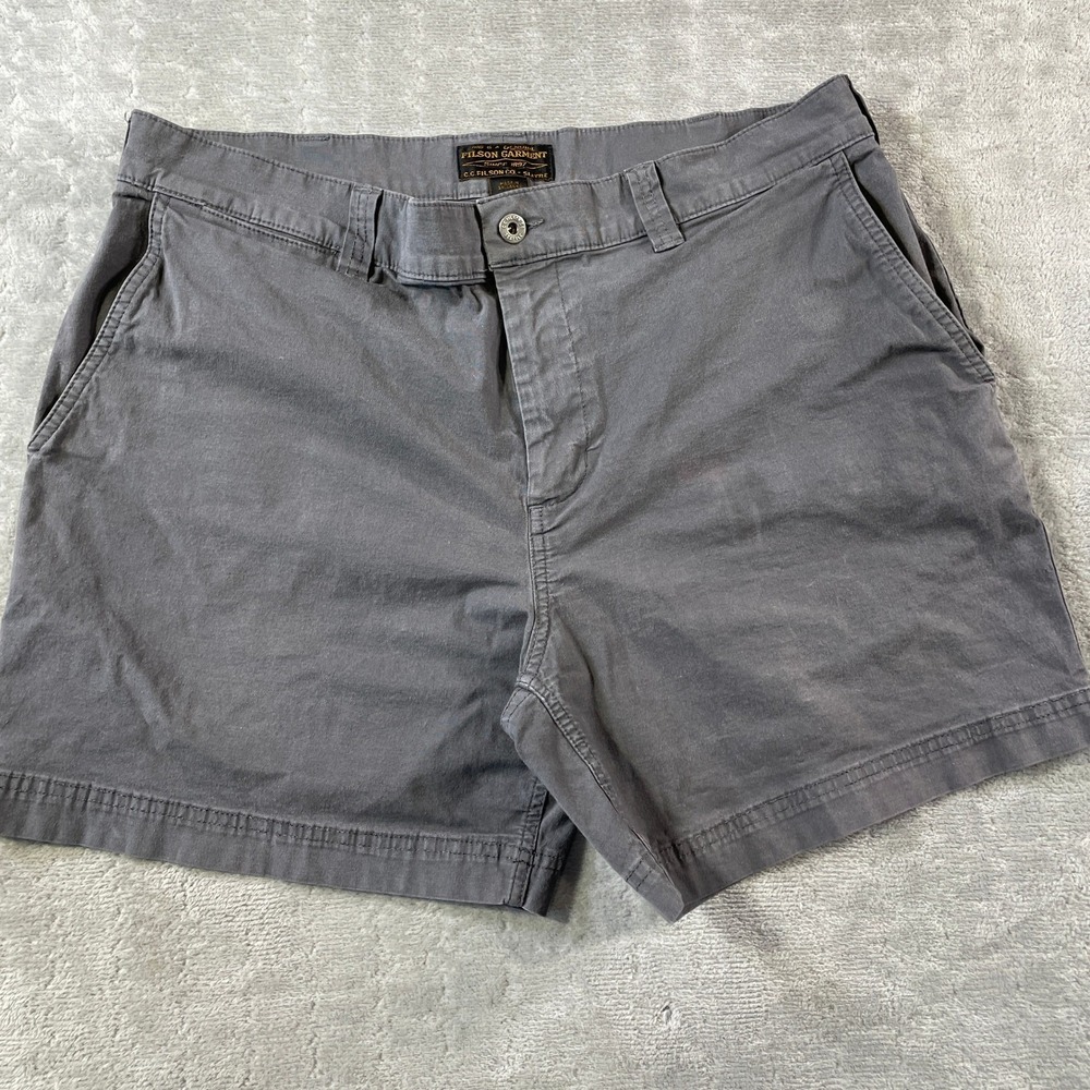 Filson Granite Mountain Chino Shorts Mens 36 Gray 5" Outdoor Hiking Stretch